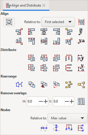 Dialogrutan Align and Distribute i objektläge