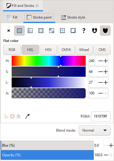 Fliken Stroke paint i dialogen Fill and Stroke