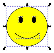 en smiley som består av fyra ogrupperade objekt