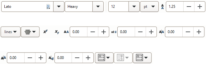 Textverktygets alternativ